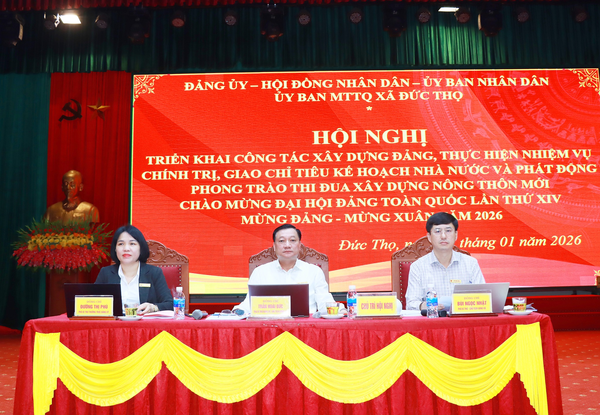 Xã Đức Thọ triển khai nhiệm vụ chính trị năm 2026 và phát động thi đua chào mừng Đại hội Đảng toàn quốc lần thứ XIV.