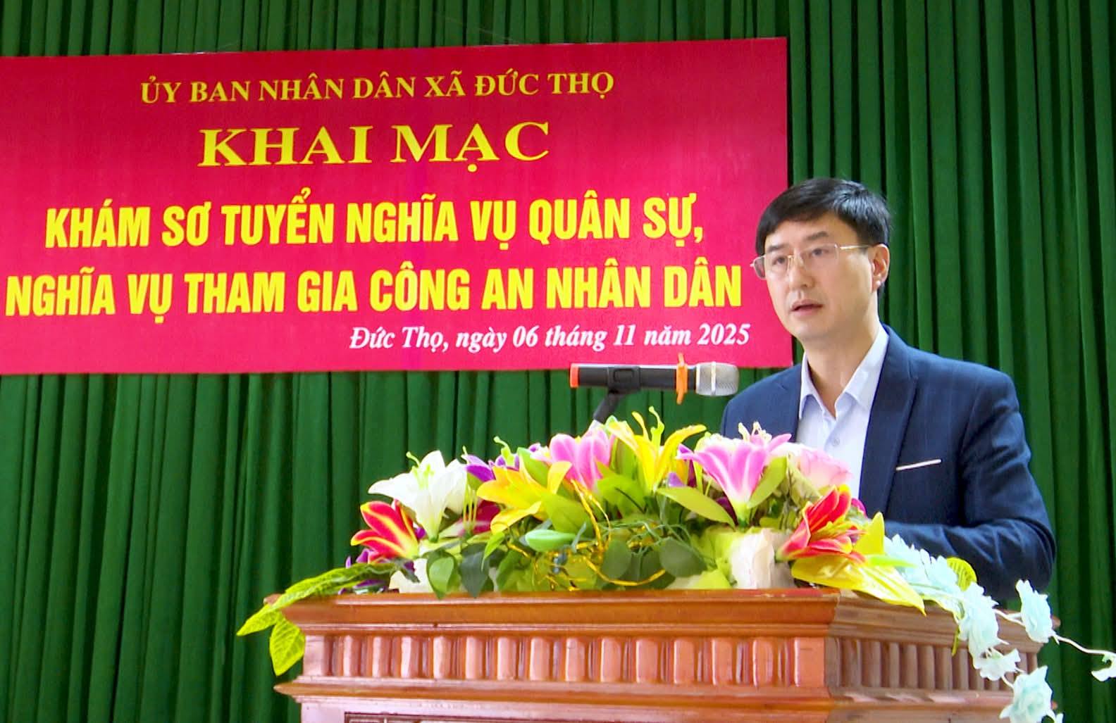 Xã Đức Thọ khai mạc khám tuyển nghĩa vụ quân sự và nghĩa vụ tham gia công an nhân dân năm 2026