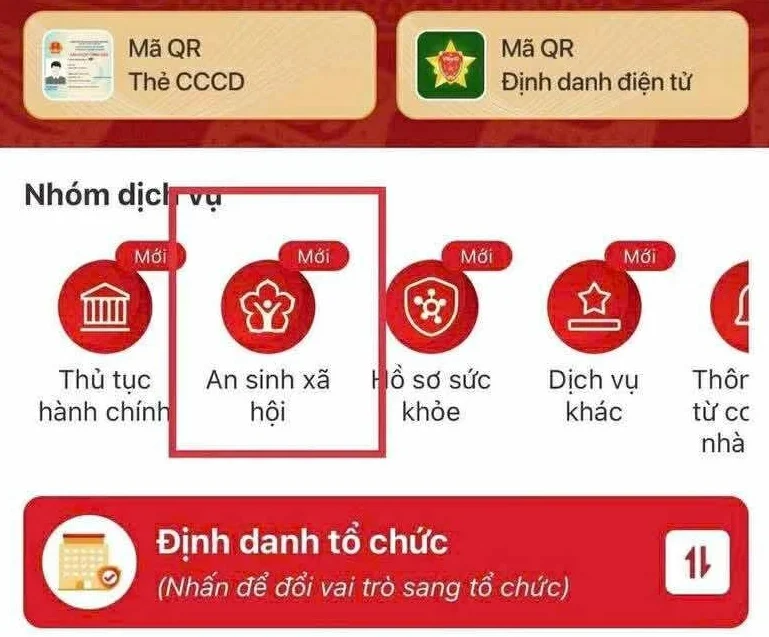 Tích hợp tài khoản hưởng an sinh xã hội trên ứng dụng VNeID.