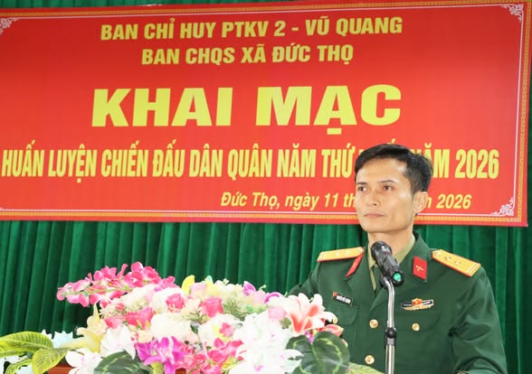 Ban CHQS xã Đức Thọ: khai mạc huấn luyện chiến đấu cho lực lượng Dân quân năm thứ nhất.