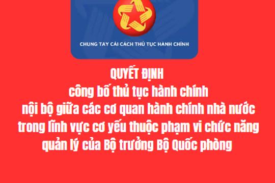 Về việc công bố thủ tục hành chính nội bộ giữa các cơ quan hành chính nhà nước trong lĩnh vực cơ yếu thuộc phạm vi chức năng quản lý của Bộ trưởng Bộ Quốc phòng