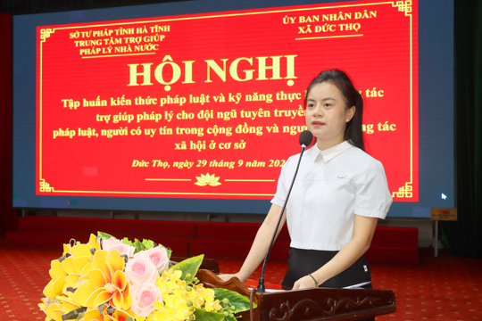 Đức Thọ: Tập huấn kiến thức pháp luật và kỹ năng trợ giúp pháp lý cho đội ngũ tuyên truyền viên cơ sở 