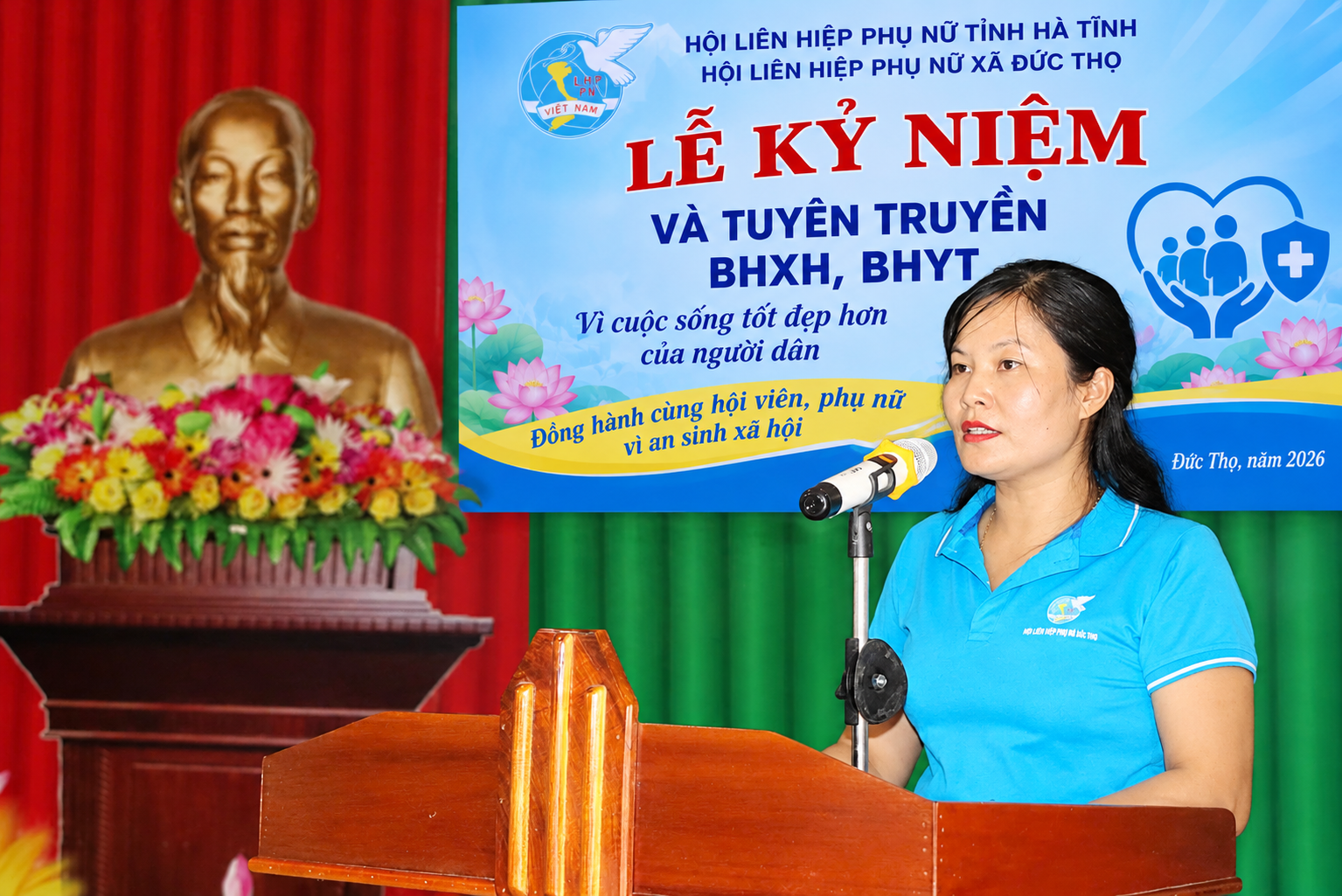 Hội LHPN xã Đức Thọ nhiều cách làm hiệu quả trong vận động người dân tham gia BHXH tự nguyện.