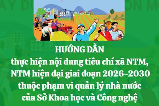 hướng dẫn thực hiện nội dung tiêu chí xã NTM, NTM hiện đại giai đoạn 2026-2030 thuộc phạm vi quản lý nhà nước của Sở Khoa học và Công nghệ
