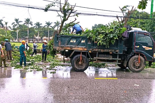 Thôn Yên Trấn chủ động cắt tỉa cây xanh ứng phó mưa bão 