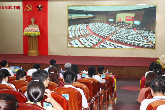 Xã Đức Thọ: 24 điểm cầu kết nối đường truyền tiếp thu Nghị quyết Hội nghị Trung ương 3 khóa XIV.