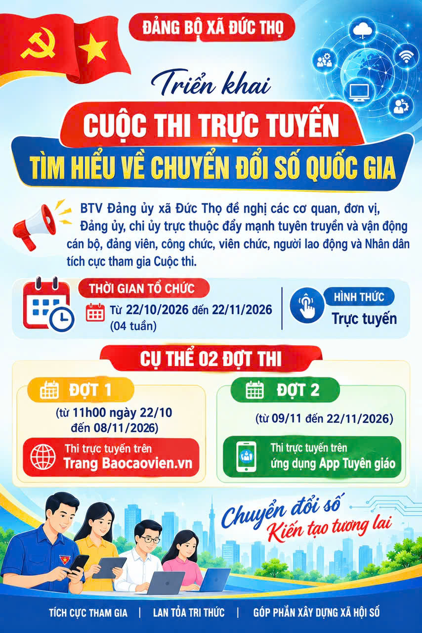 Đức Thọ: Triển khai “Cuộc thi trực tuyến tìm hiểu về chuyển đổi số quốc gia””