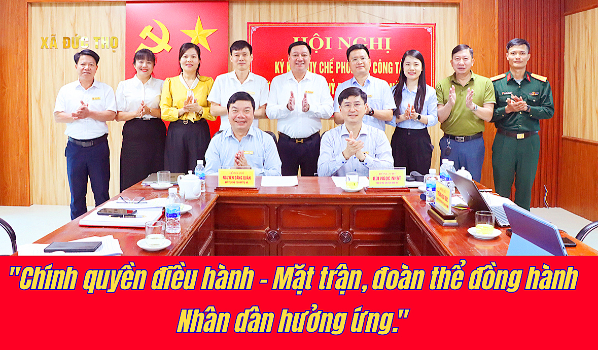Ủy ban Nhân dân xã Đức Thọ ký kết phối hợp công tác với Mặt trận Tổ quốc và các đoàn thể năm 2026